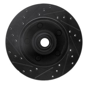 Ford E-150 Club Wagon Brake Rotor (1) - Front Right - R1 Concepts - Drilled & Slotted - Black - `94-`03